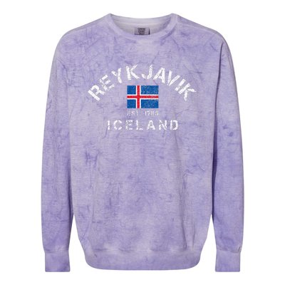 Reykjavik Iceland Est. 1785 Flag Souvenir Gift Colorblast Crewneck Sweatshirt