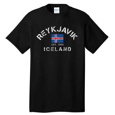 Reykjavik Iceland Est. 1785 Flag Souvenir Gift Tall T-Shirt