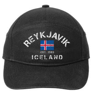 Reykjavik Iceland Est. 1785 Flag Souvenir Gift 7-Panel Snapback Hat