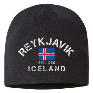 Reykjavik Iceland Est. 1785 Flag Souvenir Gift Sustainable Beanie