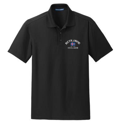 Reykjavik Iceland Est. 1785 Flag Souvenir Gift Dry Zone Grid Polo