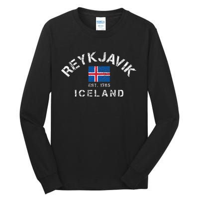 Reykjavik Iceland Est. 1785 Flag Souvenir Gift Tall Long Sleeve T-Shirt