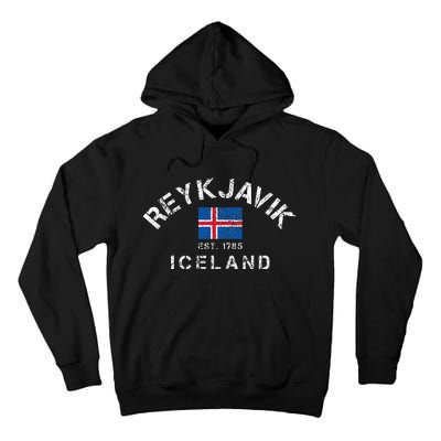 Reykjavik Iceland Est. 1785 Flag Souvenir Gift Tall Hoodie