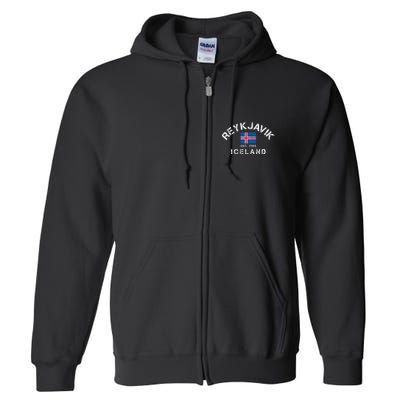 Reykjavik Iceland Est. 1785 Flag Souvenir Gift Full Zip Hoodie