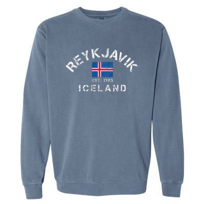 Reykjavik Iceland Est. 1785 Flag Souvenir Gift Garment-Dyed Sweatshirt