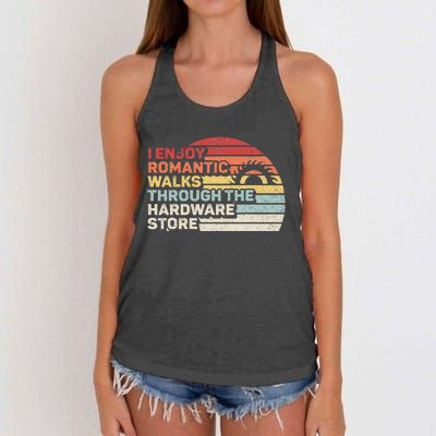 Retro I Enjoy Romantic Walks Through The Hardware Store  Women's Knotted Racerback Tank