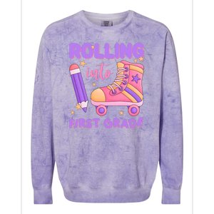 Rolling Into First Grade Cute Colorblast Crewneck Sweatshirt