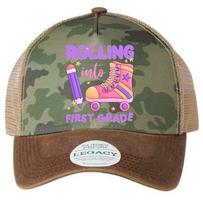 Rolling Into First Grade Cute Legacy Tie Dye Trucker Hat