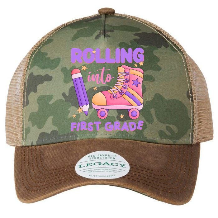 Rolling Into First Grade Cute Legacy Tie Dye Trucker Hat