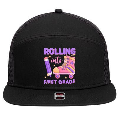 Rolling Into First Grade Cute 7 Panel Mesh Trucker Snapback Hat