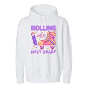 Rolling Into First Grade Cute Garment-Dyed Fleece Hoodie