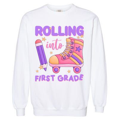 Rolling Into First Grade Cute Garment-Dyed Sweatshirt