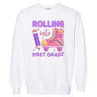 Rolling Into First Grade Cute Garment-Dyed Sweatshirt