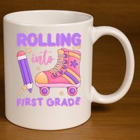 Rolling Into First Grade Cute 11oz C Handle Ceramic Mug