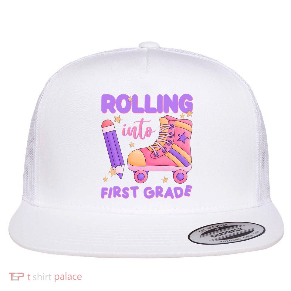 Rolling Into First Grade Cute Flatbill Hat