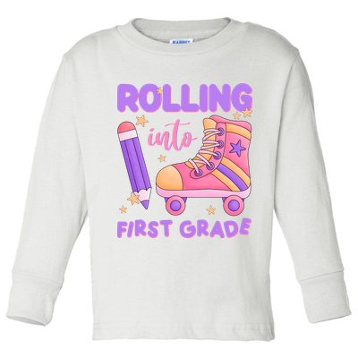 Rolling Into First Grade Cute Toddler Long Sleeve Shirt