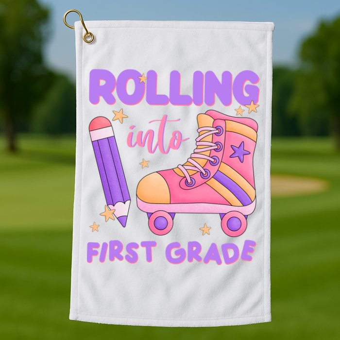Rolling Into First Grade Cute Golf Towel