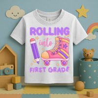 Rolling Into First Grade Cute Toddler T-Shirt