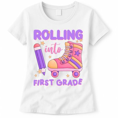Rolling Into First Grade Cute Womens T-Shirt