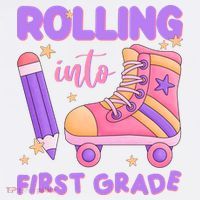 Rolling Into First Grade Cute Womens T-Shirt