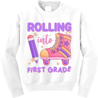 Rolling Into First Grade Cute Kids Sweatshirt