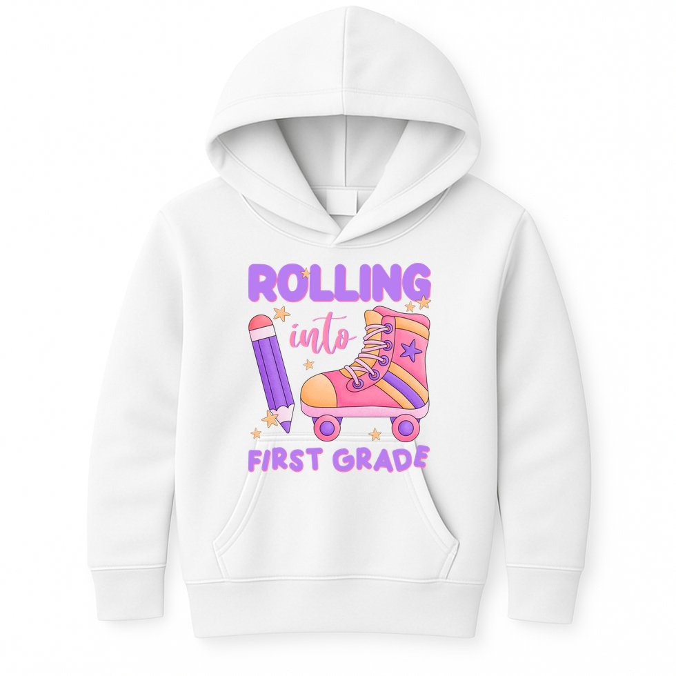 Rolling Into First Grade Cute Kids Hoodie