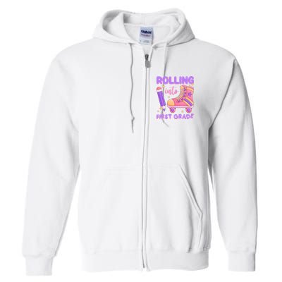 Rolling Into First Grade Cute Full Zip Hoodie