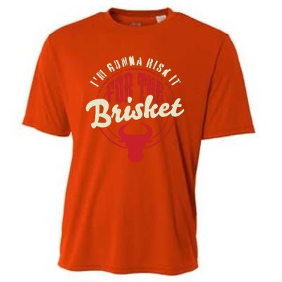 RISK IT FOR THE BRISKET Funny Meat Smoker Barbecue Chef BBQ Cooling Performance Crew T-Shirt