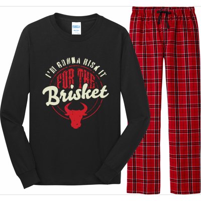 RISK IT FOR THE BRISKET Funny Meat Smoker Barbecue Chef BBQ Long Sleeve Pajama Set