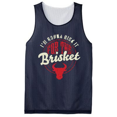 RISK IT FOR THE BRISKET Funny Meat Smoker Barbecue Chef BBQ Mesh Reversible Basketball Jersey Tank