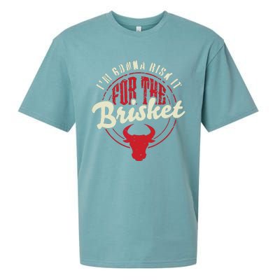 RISK IT FOR THE BRISKET Funny Meat Smoker Barbecue Chef BBQ Sueded Cloud Jersey T-Shirt