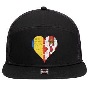 Roian Irish Flag Heart Gift 7 Panel Mesh Trucker Snapback Hat