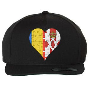 Roian Irish Flag Heart Gift Wool Snapback Cap