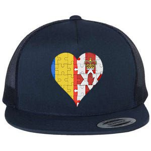 Roian Irish Flag Heart Gift Flat Bill Trucker Hat