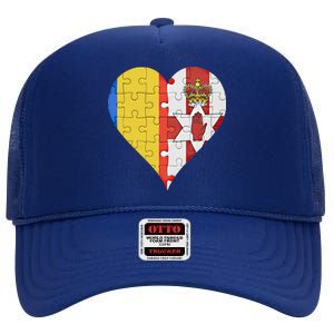 Roian Irish Flag Heart Gift High Crown Mesh Back Trucker Hat