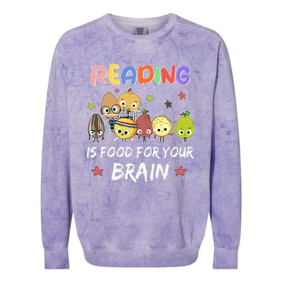 Reading Is Food For Your Brain Childrens Books Colorblast Crewneck Sweatshirt