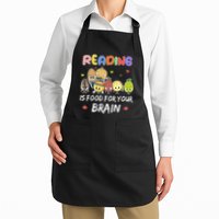 Reading Is Food For Your Brain Childrens Books Full-Length Apron With Pockets
