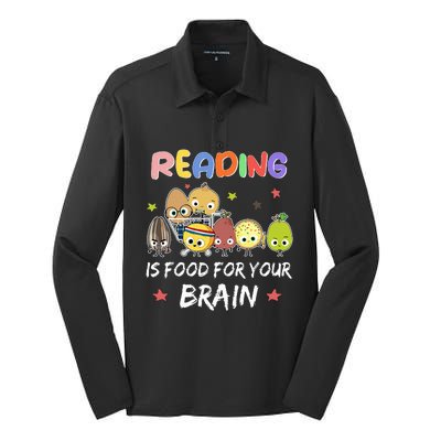 Reading Is Food For Your Brain Childrens Books Silk Touch Performance Long Sleeve Polo