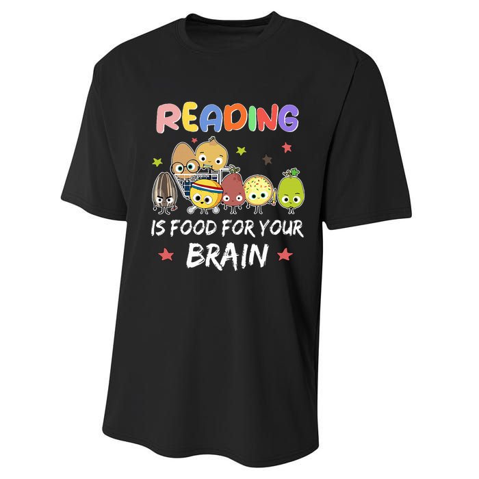 Reading Is Food For Your Brain Childrens Books Performance Sprint T-Shirt