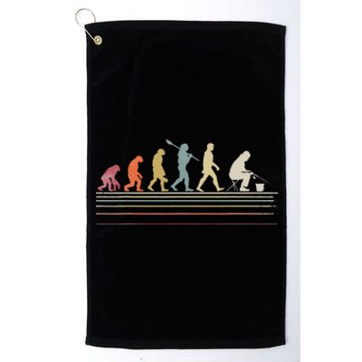 retro Ice Fishing Retro Style Evolution Of Man Platinum Collection Golf Towel