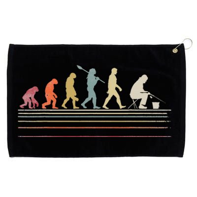 retro Ice Fishing Retro Style Evolution Of Man Grommeted Golf Towel