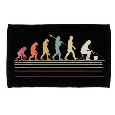 retro Ice Fishing Retro Style Evolution Of Man Microfiber Hand Towel