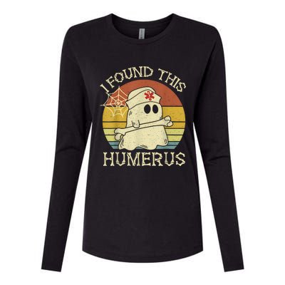 Retro I Found This Humerus Halloween Ghost Nurse Humorous Womens Cotton Relaxed Long Sleeve T-Shirt