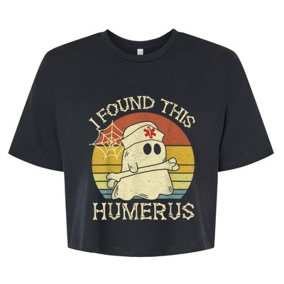 Retro I Found This Humerus Halloween Ghost Nurse Humorous Bella+Canvas Jersey Crop Tee