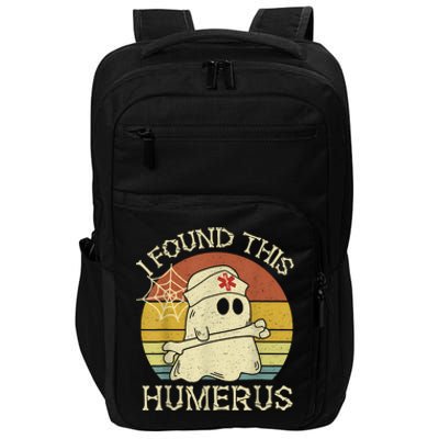 Retro I Found This Humerus Halloween Ghost Nurse Humorous Impact Tech Backpack