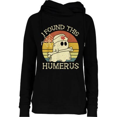 Retro I Found This Humerus Halloween Ghost Nurse Humorous Womens Funnel Neck Pullover Hood