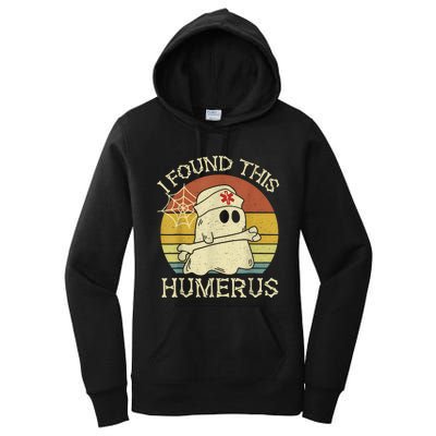 Retro I Found This Humerus Halloween Ghost Nurse Humorous Women's Pullover Hoodie