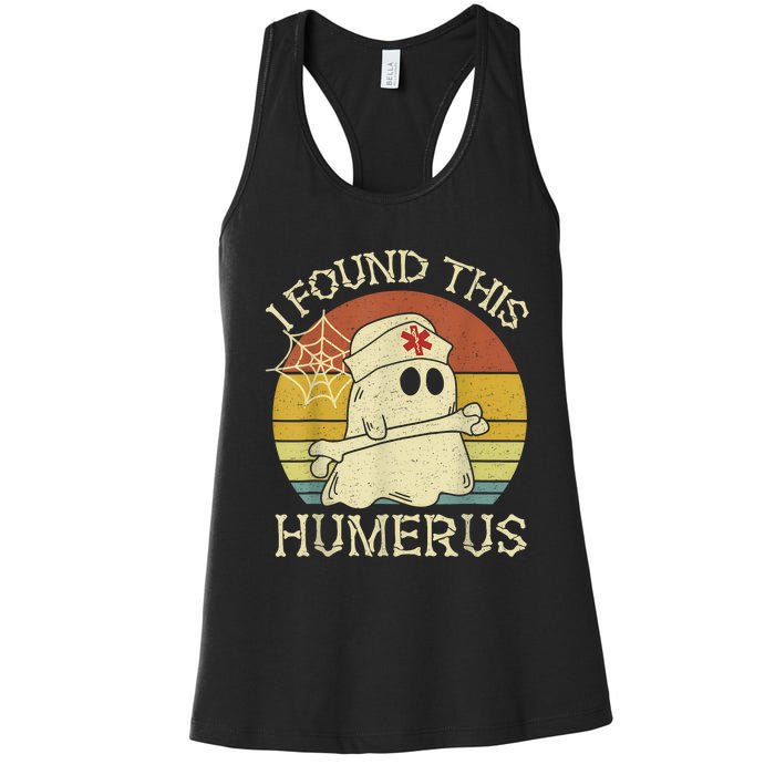 Retro I Found This Humerus Halloween Ghost Nurse Humorous Women's Racerback Tank