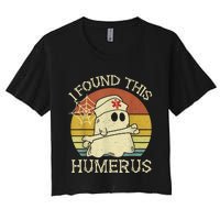 Retro I Found This Humerus Halloween Ghost Nurse Humorous Women's Crop Top Tee