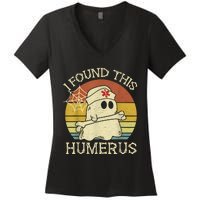 Retro I Found This Humerus Halloween Ghost Nurse Humorous Women's V-Neck T-Shirt